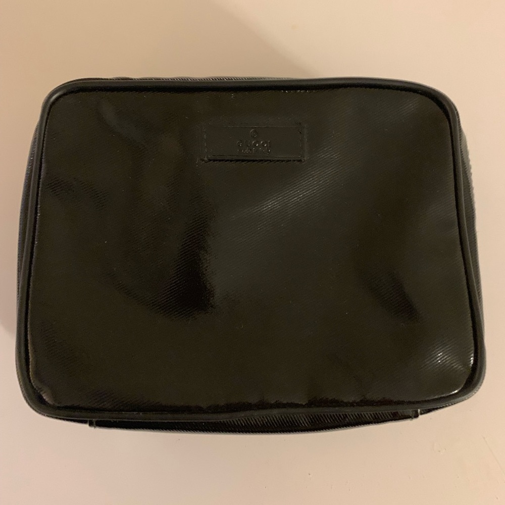Authentic Gucci Black Dialux Cosmetic Pouch Bag